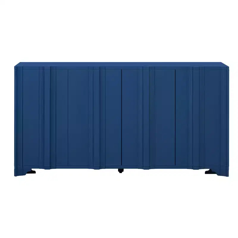 Madia a 4 ante impiallacciata in pino con dettagli lineari e gambe triangolari, larghezza 151,6 cm