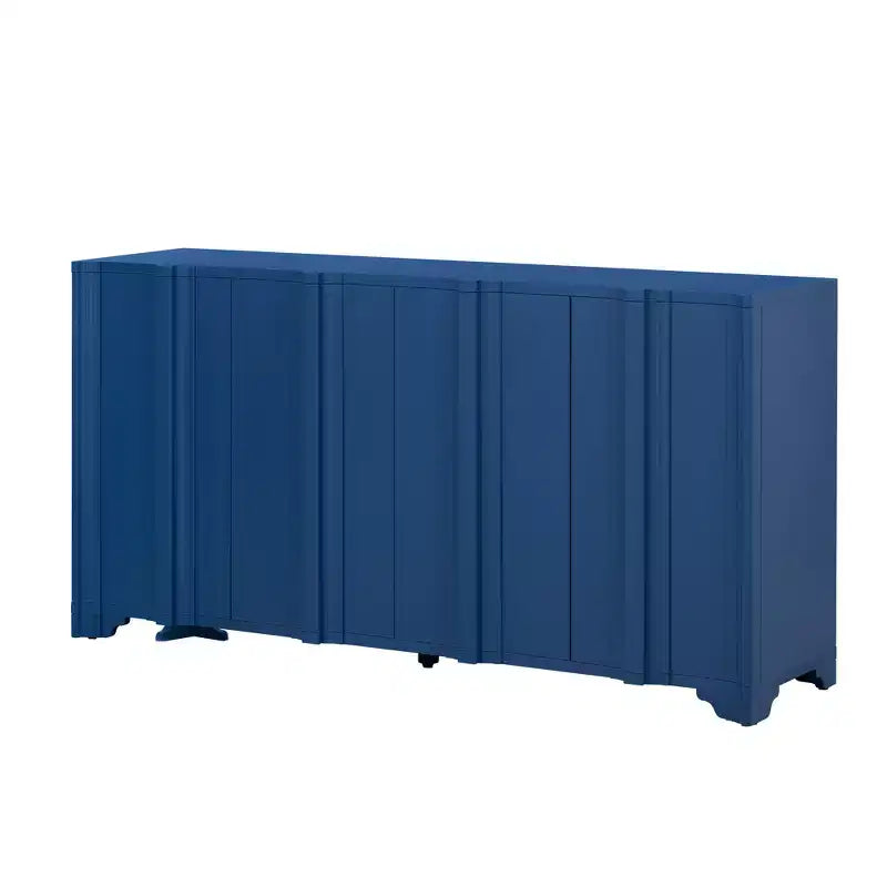 Madia a 4 ante impiallacciata in pino con dettagli lineari e gambe triangolari, larghezza 151,6 cm