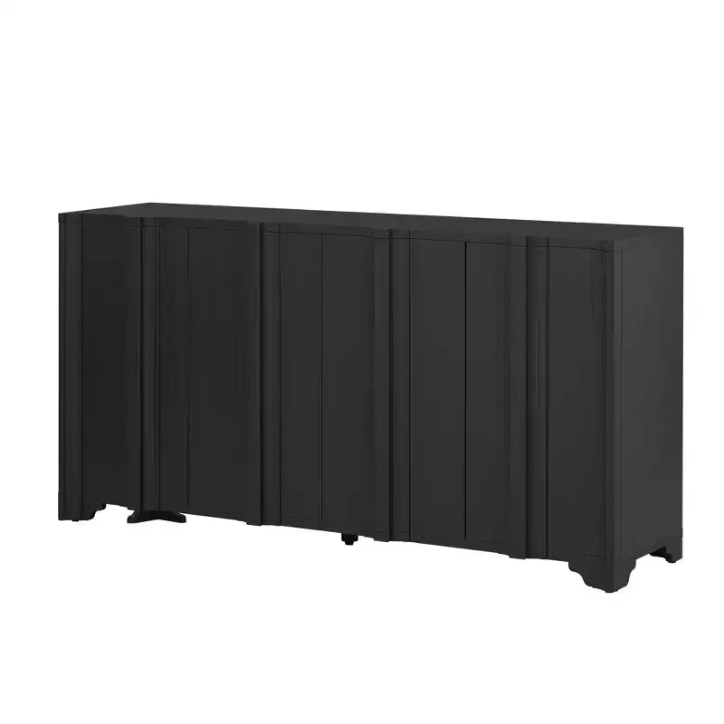 Madia a 4 ante impiallacciata in pino con dettagli lineari e gambe triangolari, larghezza 151,6 cm
