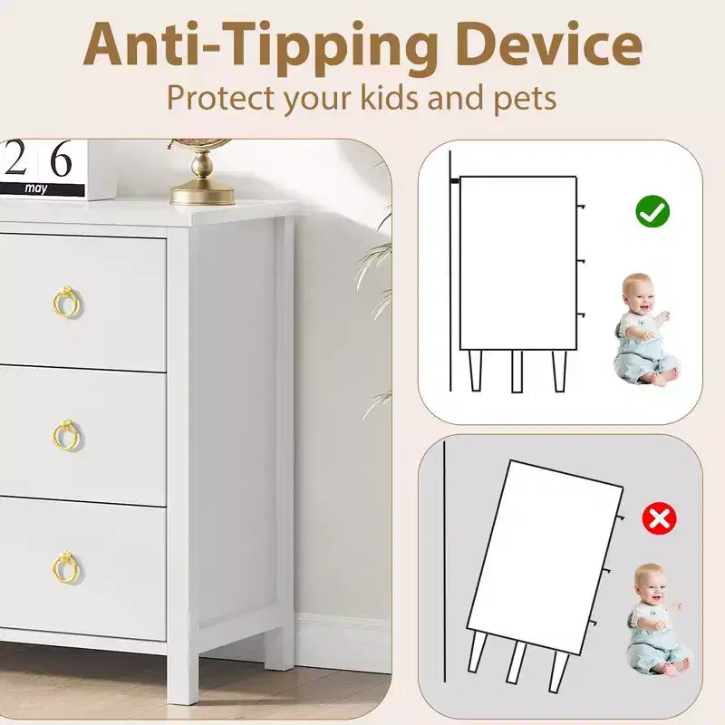 Comò a 3 cassetti, armadio alto e organizer per vestiti largo 80 cm, bianco