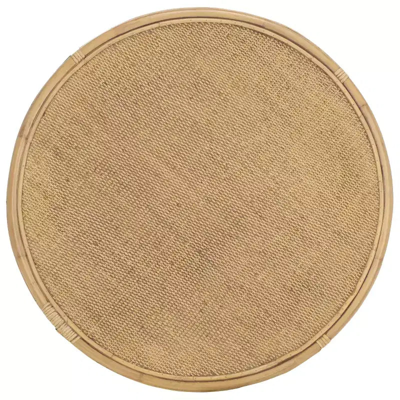 Tavolino rotondo in rattan con struttura in legno di mango, multicolore, per interni