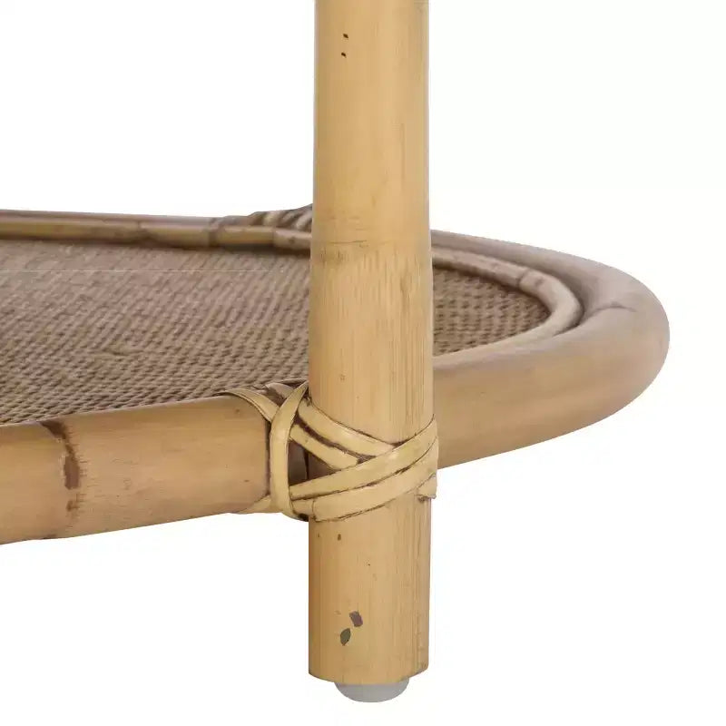 Tavolino rotondo in rattan con struttura in legno di mango, multicolore, per interni