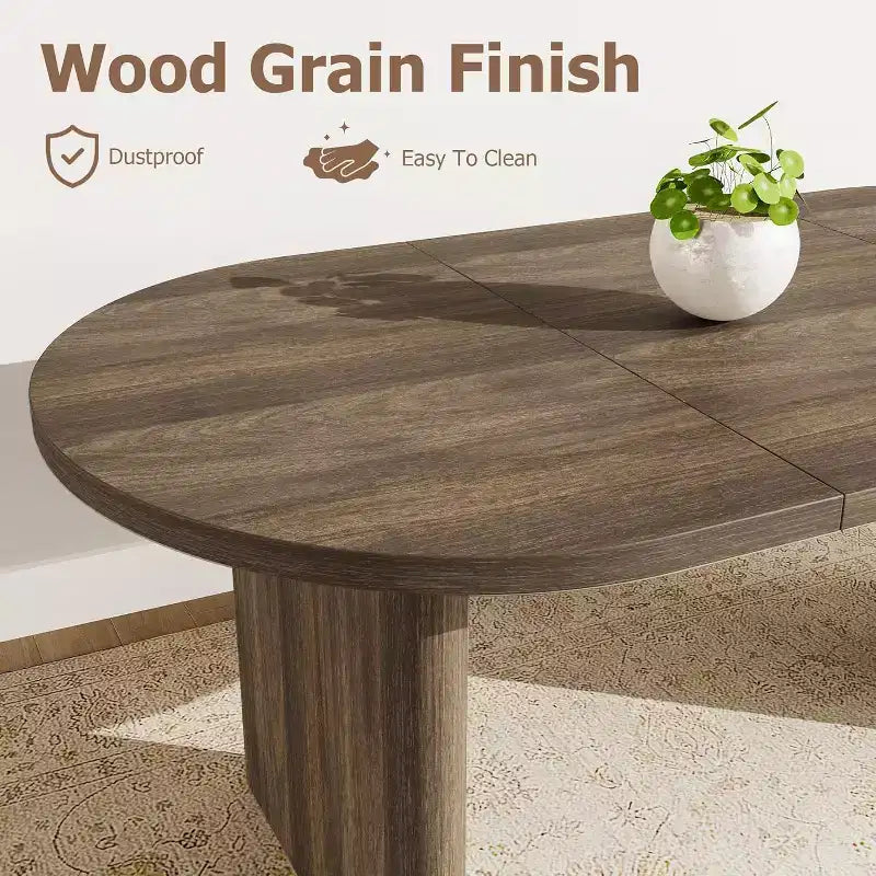 Tavolo da pranzo ovale da 70,8 pollici per 6-8 persone, tavolo da cucina con base spessa e robusta in legno, scrivania da pranzo in stile rustico per appartamenti con cucina e sala da pranzo