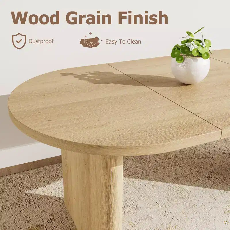 Tavolo da pranzo ovale da 70,8 pollici per 6-8 persone, tavolo da cucina con base spessa e robusta in legno, scrivania da pranzo in stile rustico per appartamenti con cucina e sala da pranzo