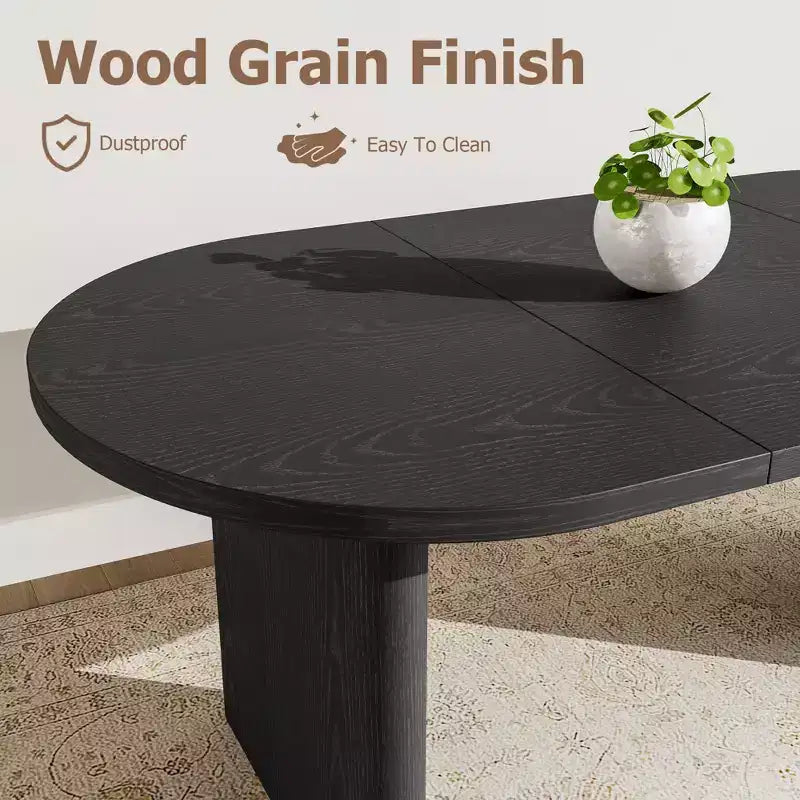 Tavolo da pranzo ovale da 70,8 pollici per 6-8 persone, tavolo da cucina con base spessa e robusta in legno, scrivania da pranzo in stile rustico per appartamenti con cucina e sala da pranzo
