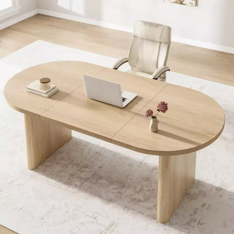 Tavolo da pranzo ovale da 70,8 pollici per 6-8 persone, tavolo da cucina con base spessa e robusta in legno, scrivania da pranzo in stile rustico per appartamenti con cucina e sala da pranzo