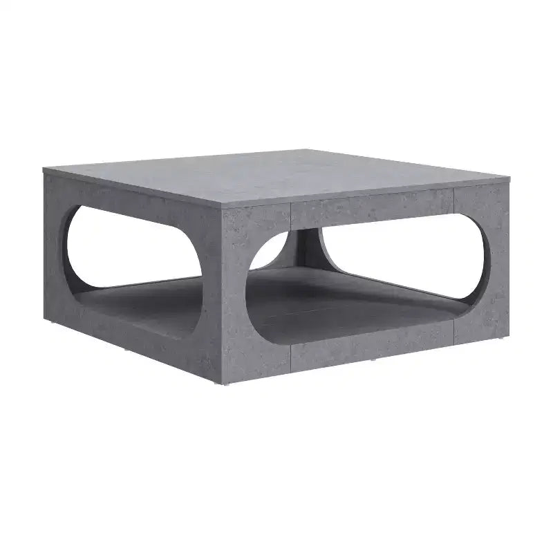 Tavolino quadrato moderno con ripiano aperto, 88 cm, grigio