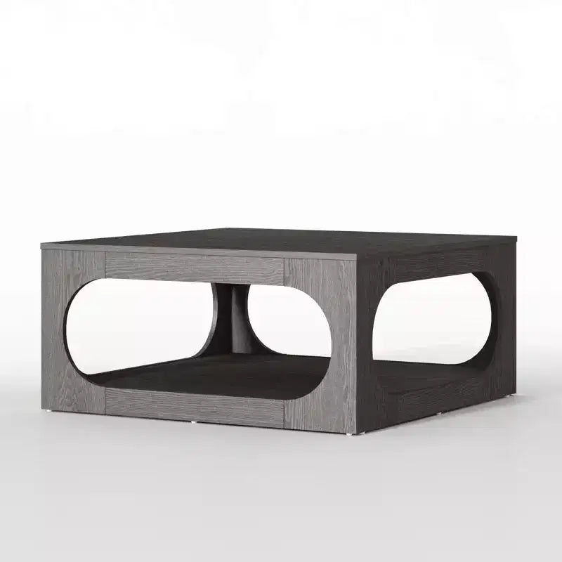 Tavolino quadrato moderno con ripiano aperto, 88 cm, grigio