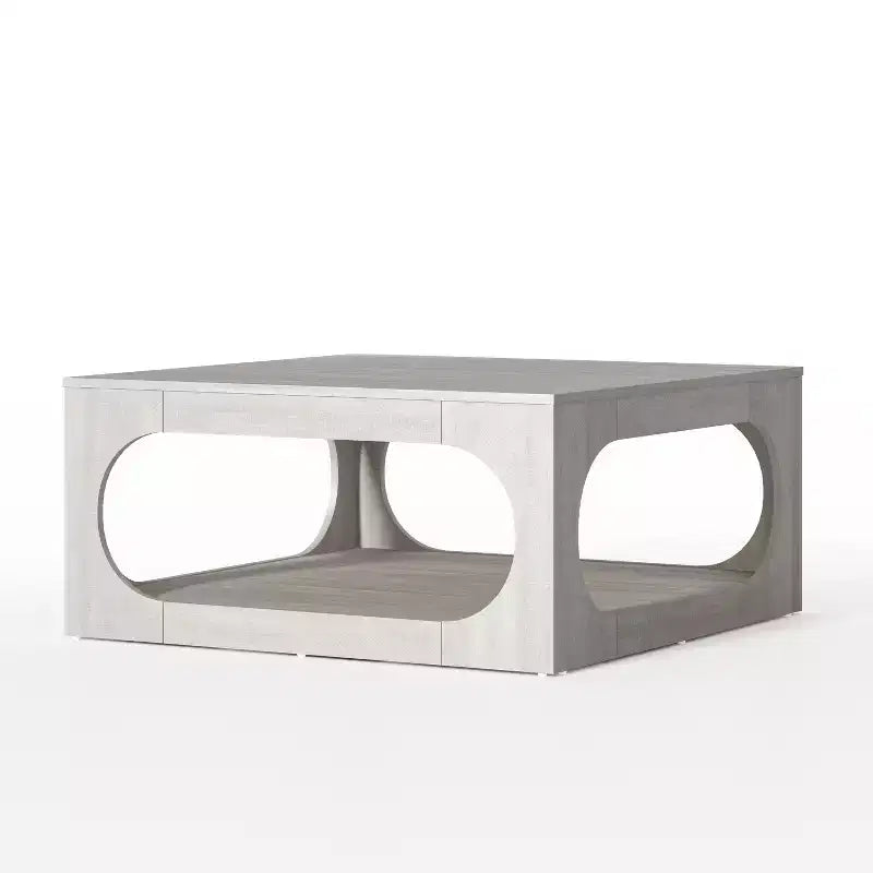 Tavolino quadrato moderno con ripiano aperto, 88 cm, grigio