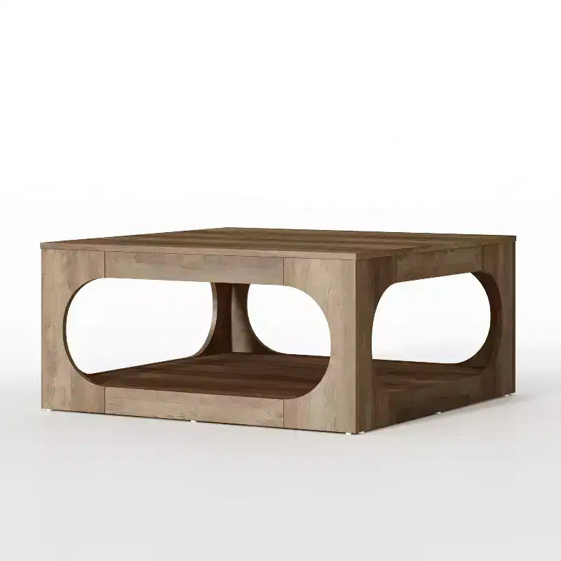 Tavolino quadrato moderno con ripiano aperto, 88 cm, grigio