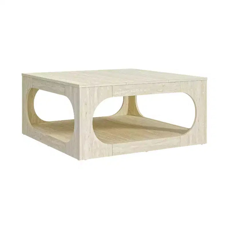 Tavolino quadrato moderno con ripiano aperto, 88 cm, grigio