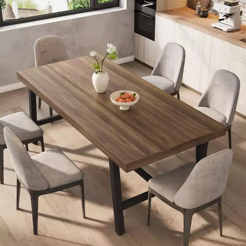 Tavolo da pranzo industriale da 70,87" per 6-8 persone, struttura in metallo, capacità di 136 kg, nero