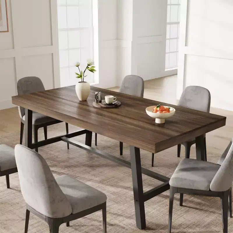 Tavolo da pranzo industriale da 70,87" per 6-8 persone, struttura in metallo, capacità di 136 kg, nero