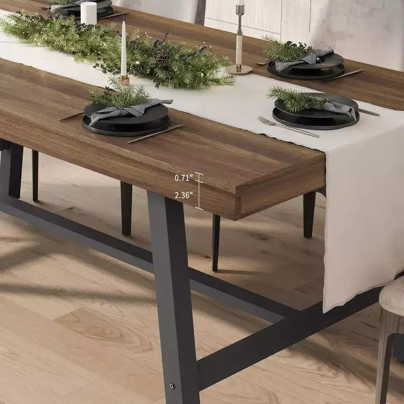 Tavolo da pranzo industriale da 70,87" per 6-8 persone, struttura in metallo, capacità di 136 kg, nero