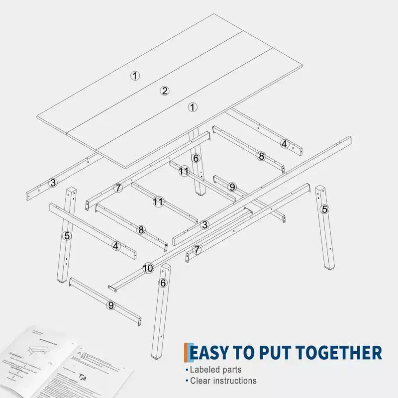 Tavolo da pranzo industriale da 70,87" per 6-8 persone, struttura in metallo, capacità di 136 kg, nero