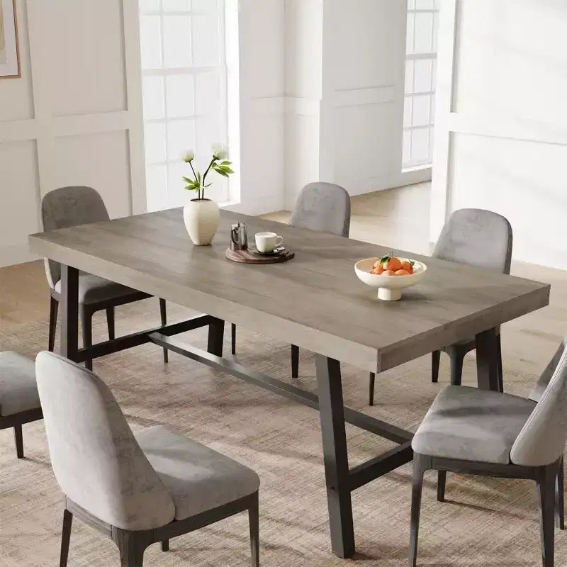 Tavolo da pranzo industriale da 70,87" per 6-8 persone, struttura in metallo, capacità di 136 kg, nero