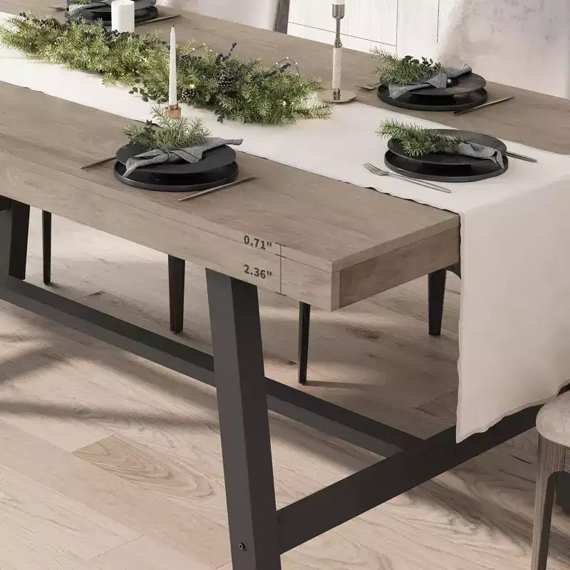 Tavolo da pranzo industriale da 70,87" per 6-8 persone, struttura in metallo, capacità di 136 kg, nero