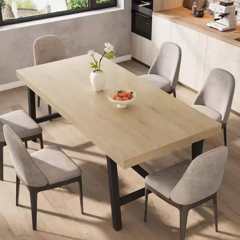 Tavolo da pranzo industriale da 70,87" per 6-8 persone, struttura in metallo, capacità di 136 kg, nero