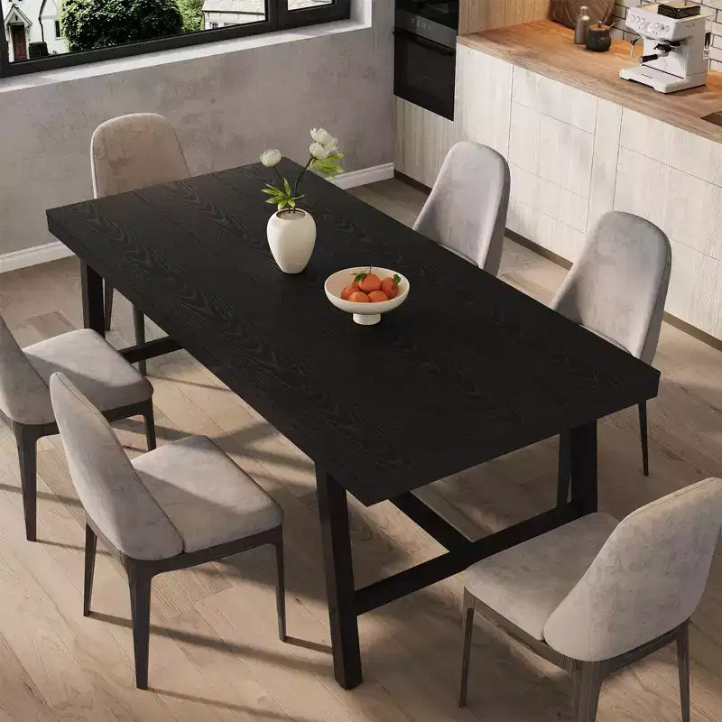 Tavolo da pranzo industriale da 70,87" per 6-8 persone, struttura in metallo, capacità di 136 kg, nero