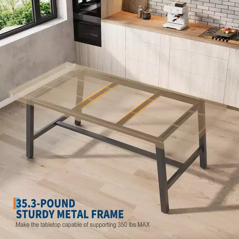 Tavolo da pranzo industriale da 70,87" per 6-8 persone, struttura in metallo, capacità di 136 kg, nero