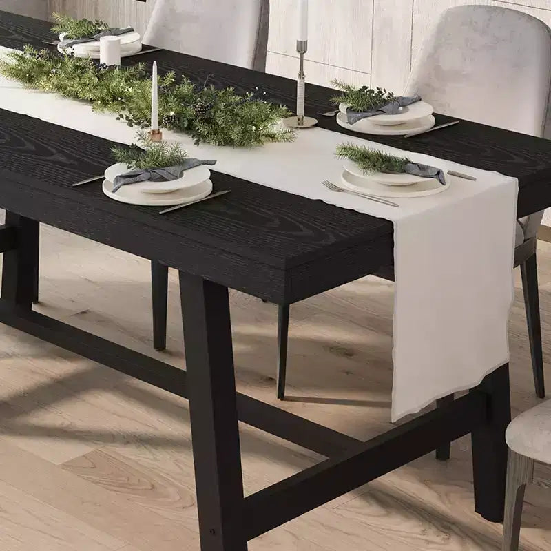 Tavolo da pranzo industriale da 70,87" per 6-8 persone, struttura in metallo, capacità di 136 kg, nero