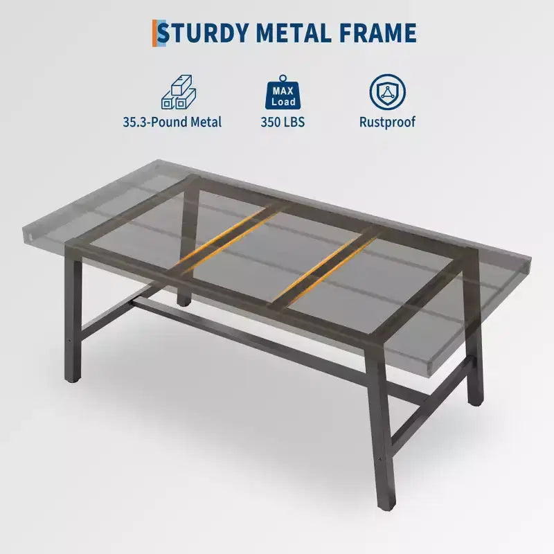 Tavolo da pranzo industriale da 70,87" per 6-8 persone, struttura in metallo, capacità di 136 kg, nero