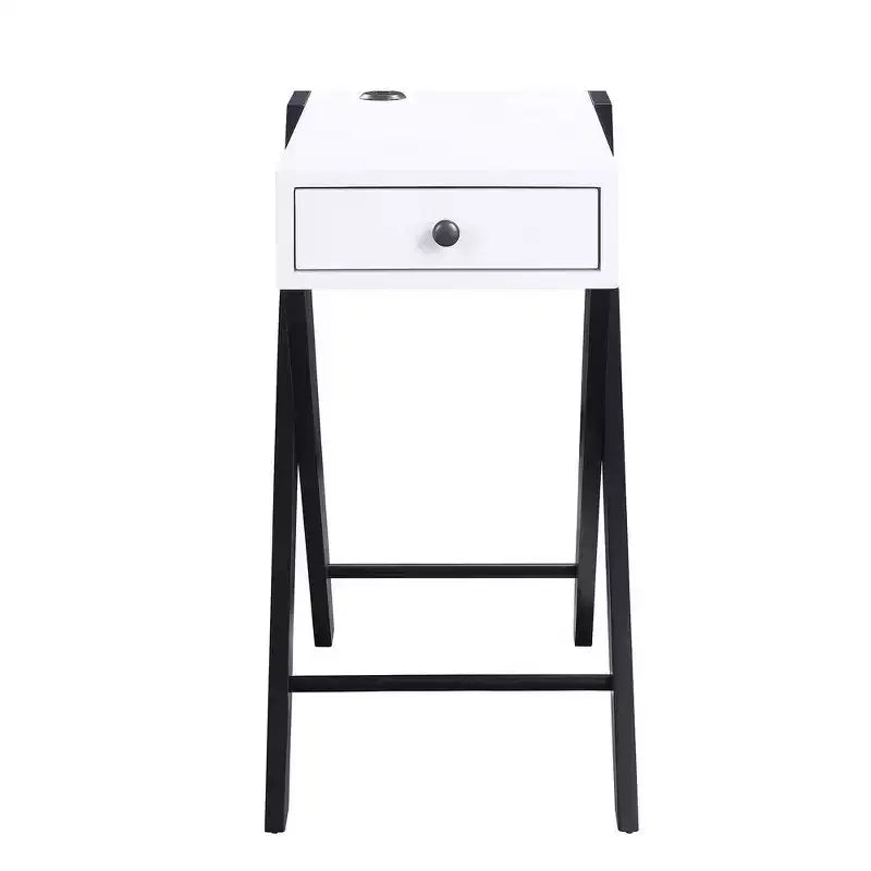 Tavolino Contemporaneo con Gambe a X, 1 Cassetto e Dock di Ricarica USB