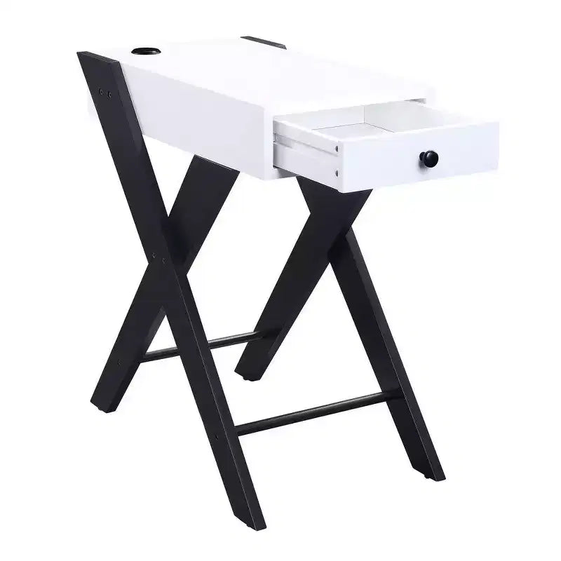 Tavolino Contemporaneo con Gambe a X, 1 Cassetto e Dock di Ricarica USB