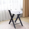 Tavolino Contemporaneo con Gambe a X, 1 Cassetto e Dock di Ricarica USB