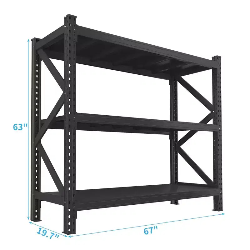 Scaffalatura in Acciaio a 3 Ripiani, Resistente, 160 cm, Capacità 3855 kg, Ripiani Regolabili