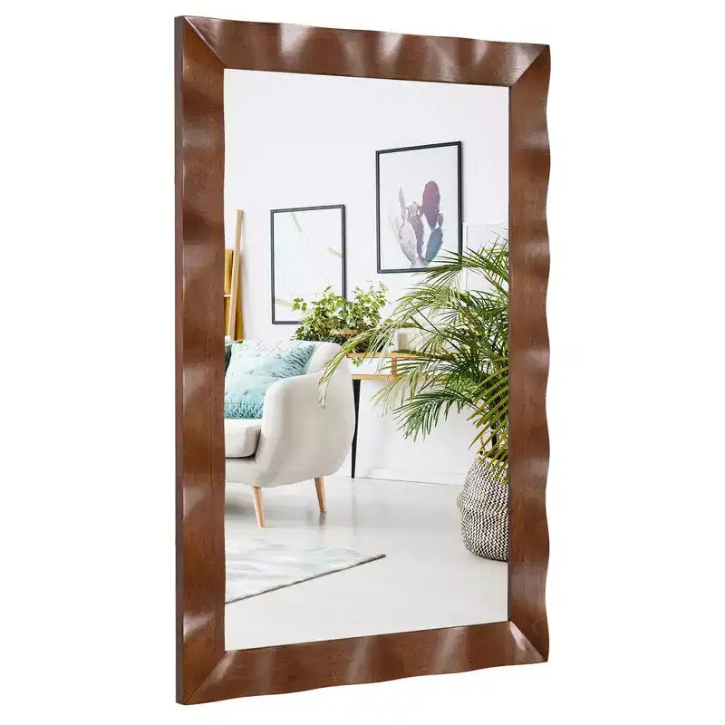 Specchio da parete rustico 42"x28" con cornice in legno massello di Hevea