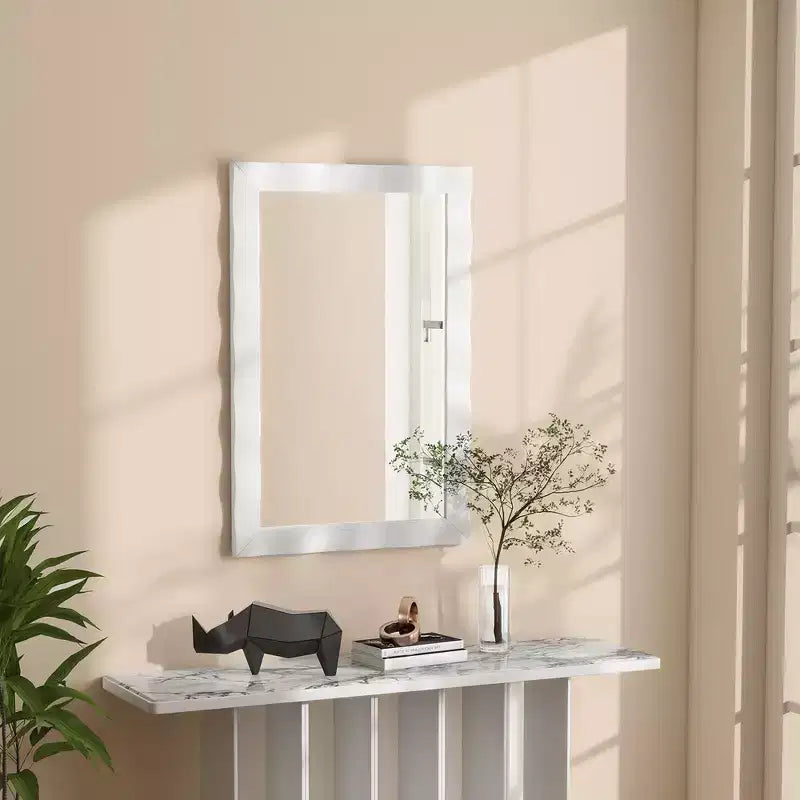 Specchio da parete rustico 42"x28" con cornice in legno massello di Hevea