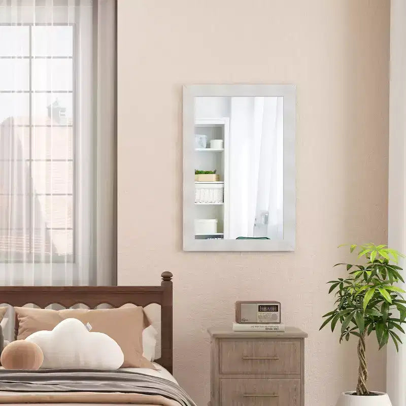 Specchio da parete rustico 42"x28" con cornice in legno massello di Hevea