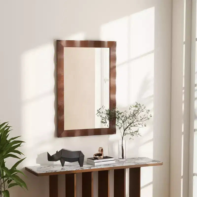 Specchio da parete rustico 42"x28" con cornice in legno massello di Hevea
