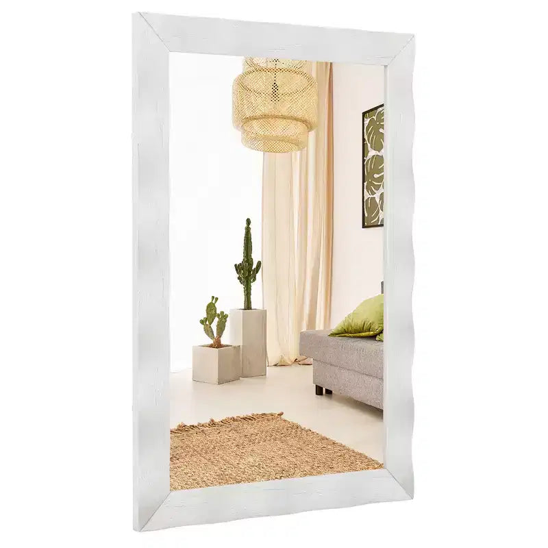 Specchio da parete rustico 42"x28" con cornice in legno massello di Hevea