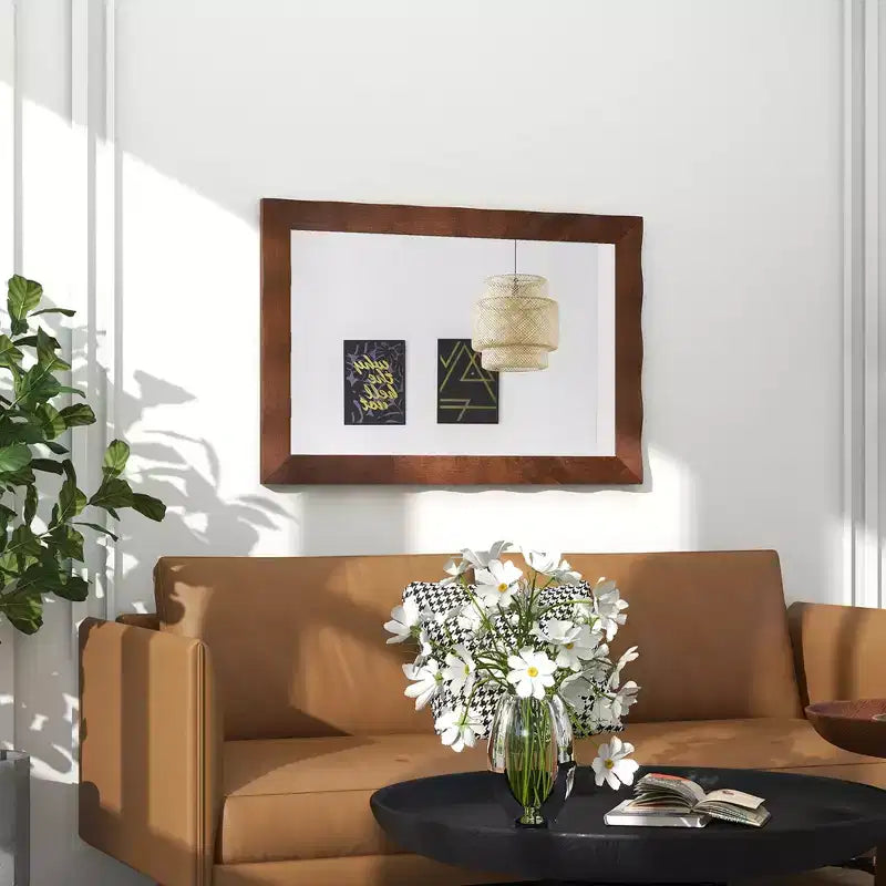 Specchio da parete rustico 42"x28" con cornice in legno massello di Hevea