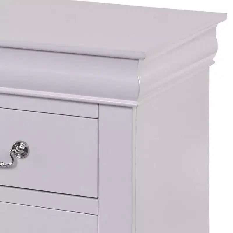 Comodino moderno-classico da 24" con 2 cassetti e maniglie a goccia, legno bianco