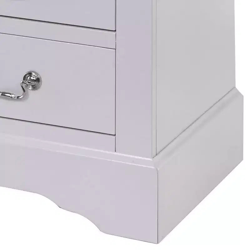 Comodino moderno-classico da 24" con 2 cassetti e maniglie a goccia, legno bianco