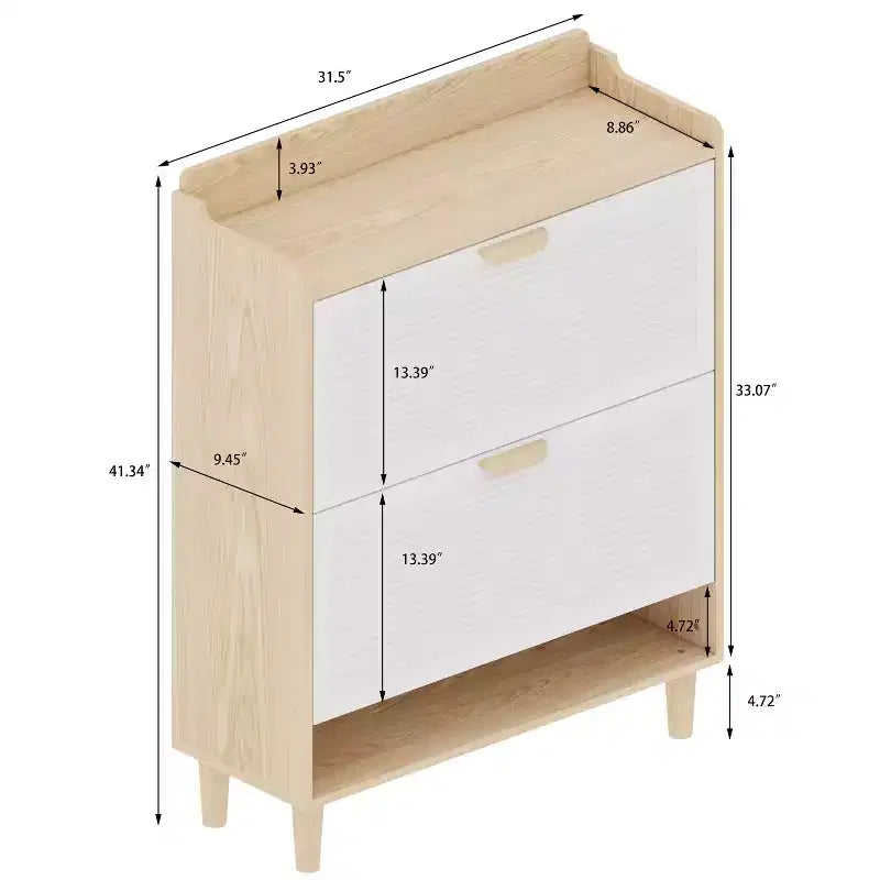 Scarpiera sottile da 80 cm con 2 cassetti a ribalta, scarpiera nascosta autoportante