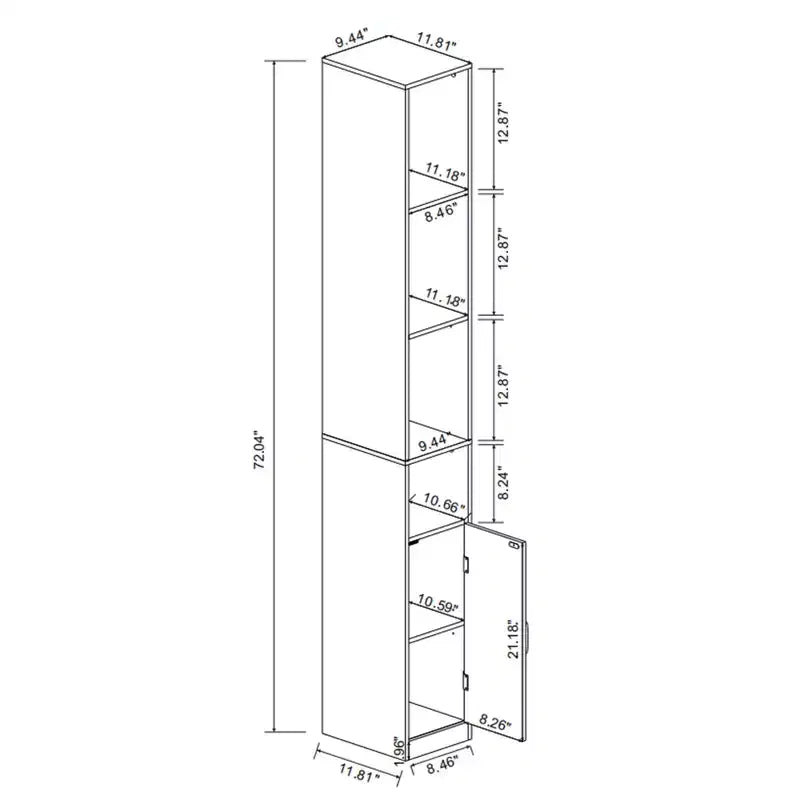 Dispensa Bianca in Legno con 6 Ripiani, 24 cm