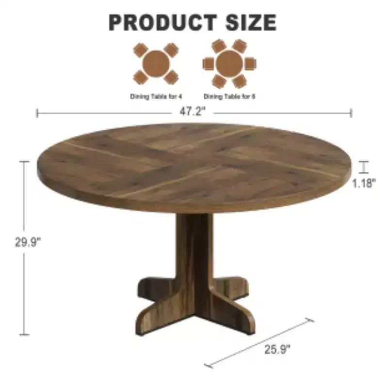 Tavolo da pranzo rotondo con gambe curve per sala da pranzo