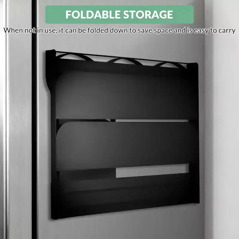 Porta Tazze Magnetico per Frigorifero, Organizer Pieghevole con Mensola e Ganci