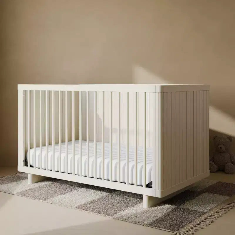 Lettino Convertibile Japandi con Sponda di Protezione per Bambini, 4 Altezze Regolabili, Salvia