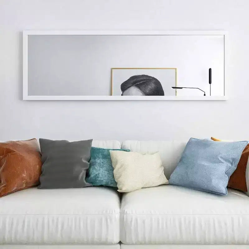 Specchio a figura intera da 48"x16" da appendere alla porta, da parete, 2 ganci in metallo, bianco