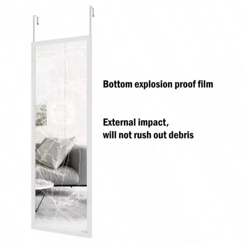 Specchio a figura intera da 48"x16" da appendere alla porta, da parete, 2 ganci in metallo, bianco