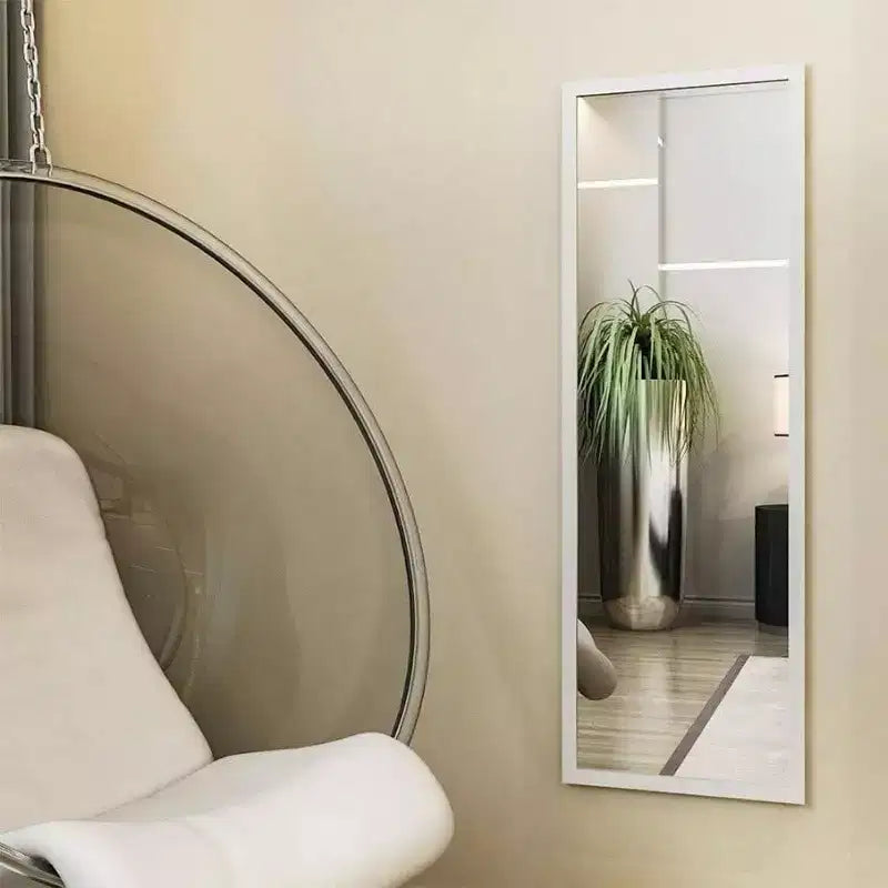 Specchio a figura intera da 48"x16" da appendere alla porta, da parete, 2 ganci in metallo, bianco