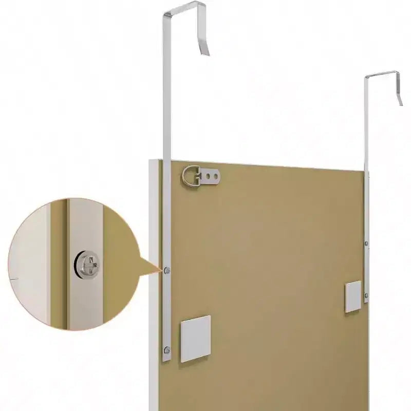 Specchio a figura intera da 48"x16" da appendere alla porta, da parete, 2 ganci in metallo, bianco