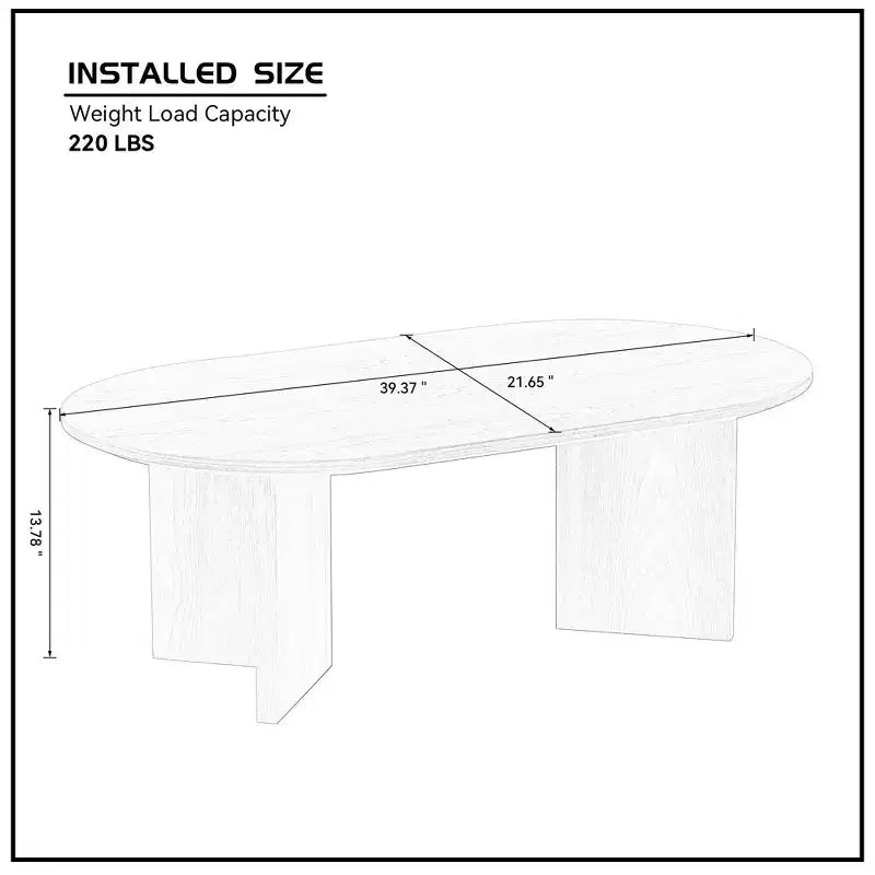 Tavolino da caffè ovale impiallacciato in legno da 39,4" con base in MDF per soggiorno