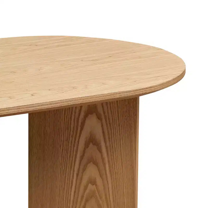 Tavolino da caffè ovale impiallacciato in legno da 39,4" con base in MDF per soggiorno