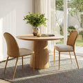 Rattan Dining Room Chair, Set of 2/4/6 Linen Dining Chair with Double Layer Rattan Back, Cane Dining Chair with Metal Legs - Panipeachy